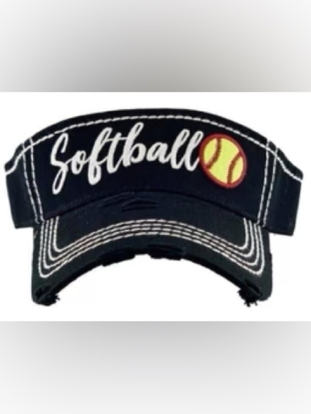 Softball Embroidered Black Visor